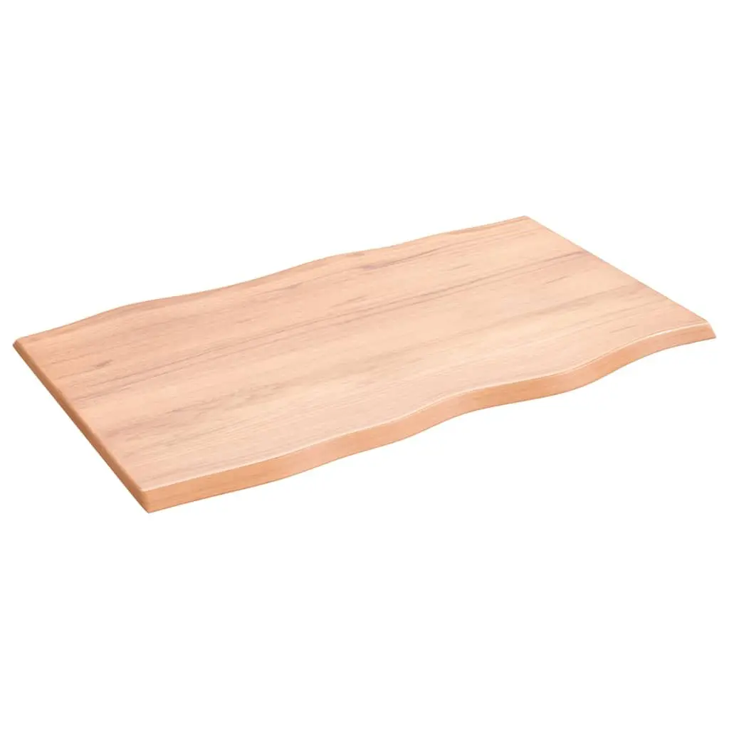 Table Top Live Edge Light Brown Solid Oak Wood 100x60x2 cm