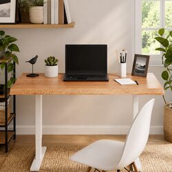 Brown Solid Oak Live Edge Wooden Tabletop 100x60cm