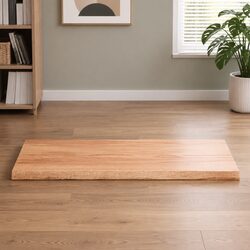 Brown Solid Oak Live Edge Wooden Tabletop 100x60cm