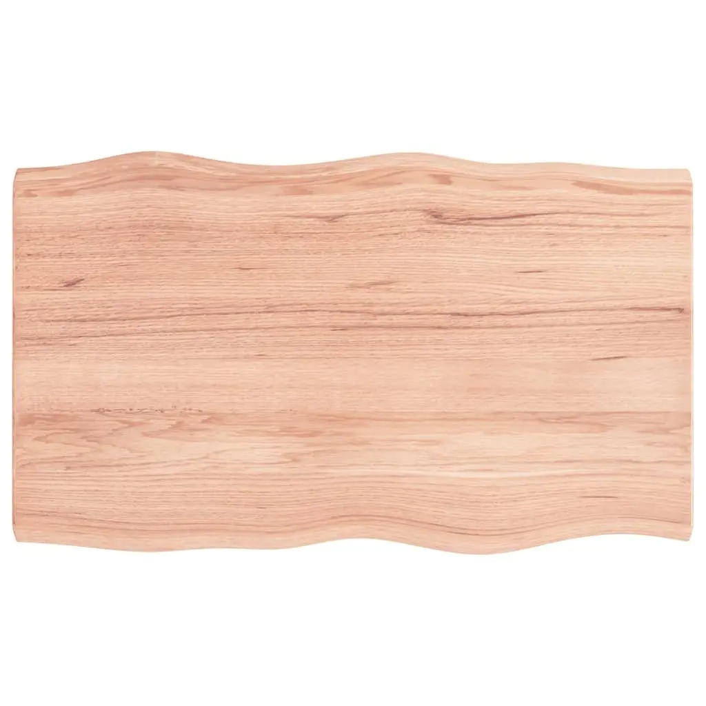 Brown Solid Oak Live Edge Wooden Tabletop 100x60cm