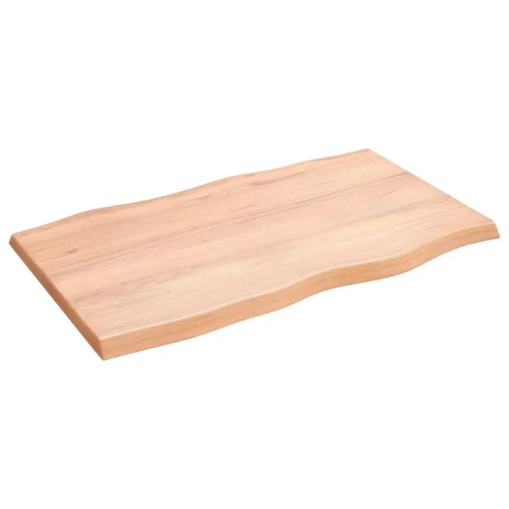 Brown Solid Oak Live Edge Wooden Tabletop 100x60cm