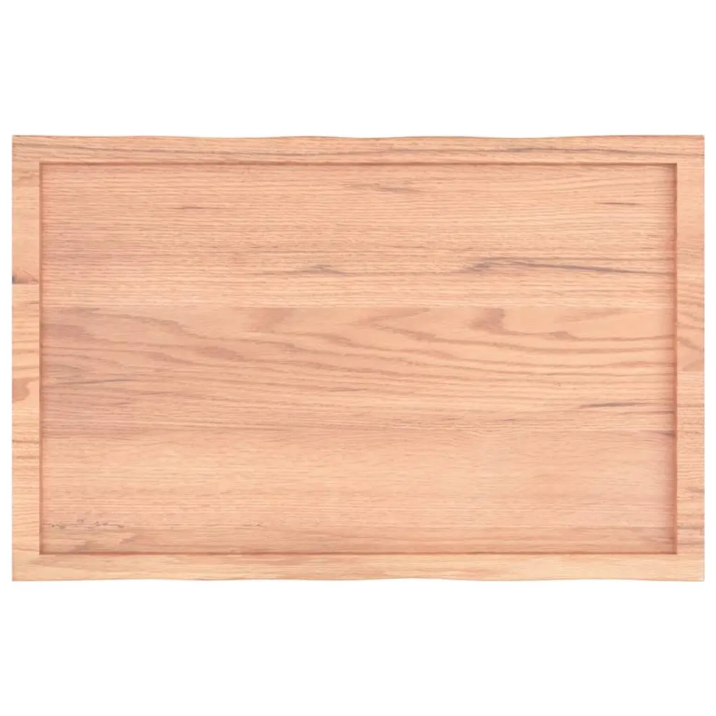 Brown Solid Oak Live Edge Wooden Tabletop 100x60cm