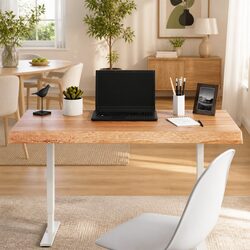 Handcrafted Solid Oak Wood Live Edge Tabletop 100x60cm