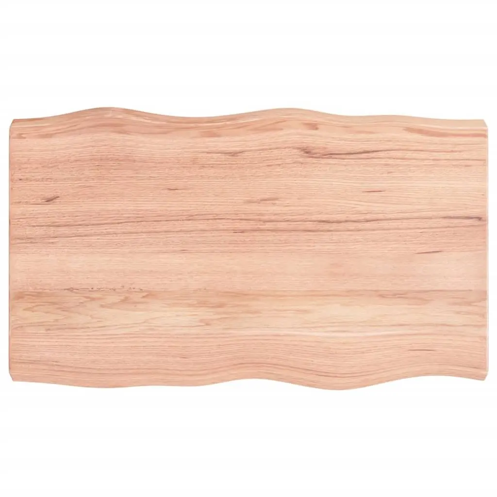Solid Oak Wood Table Top Live Edge Brown 100x60cm Replacement Tabletop DIY