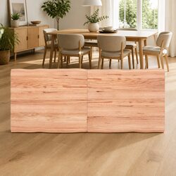 Handcrafted Solid Oak Wood Table Top with Live Edge