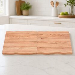 Handcrafted Solid Oak Wood Table Top with Live Edge
