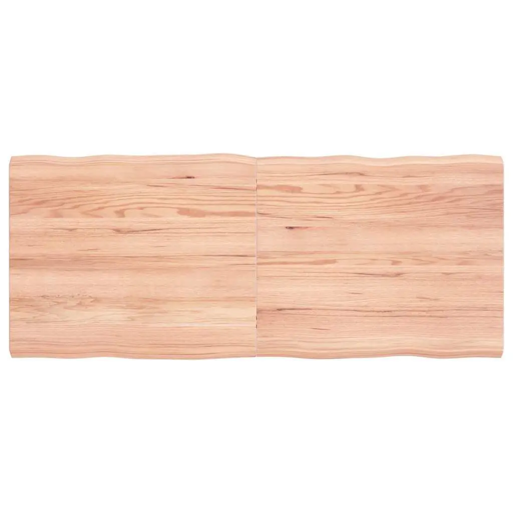 Solid Oak Wood Table Top Light Brown Live Edge Folding 120x50cm Treated Handmade
