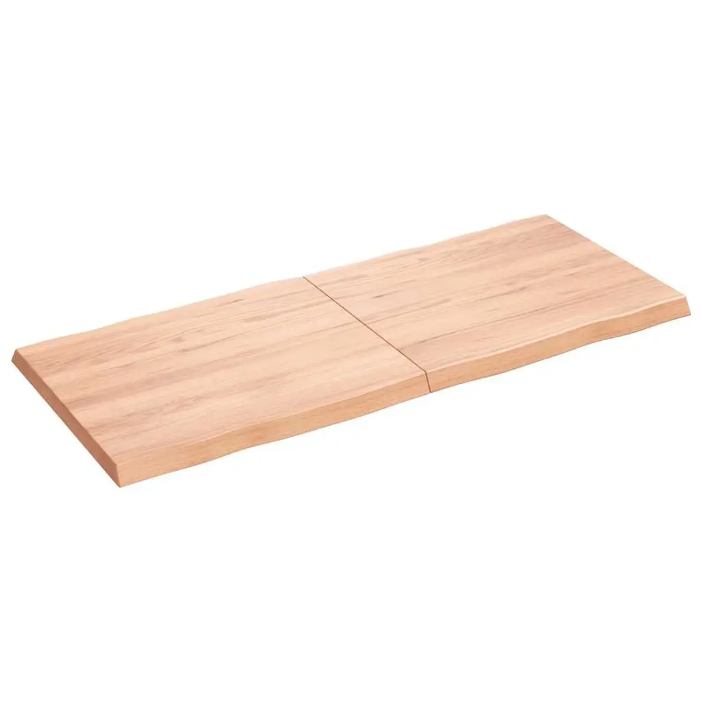 Solid Oak Wood Table Top Light Brown Live Edge Folding 120x50cm Treated Handmade