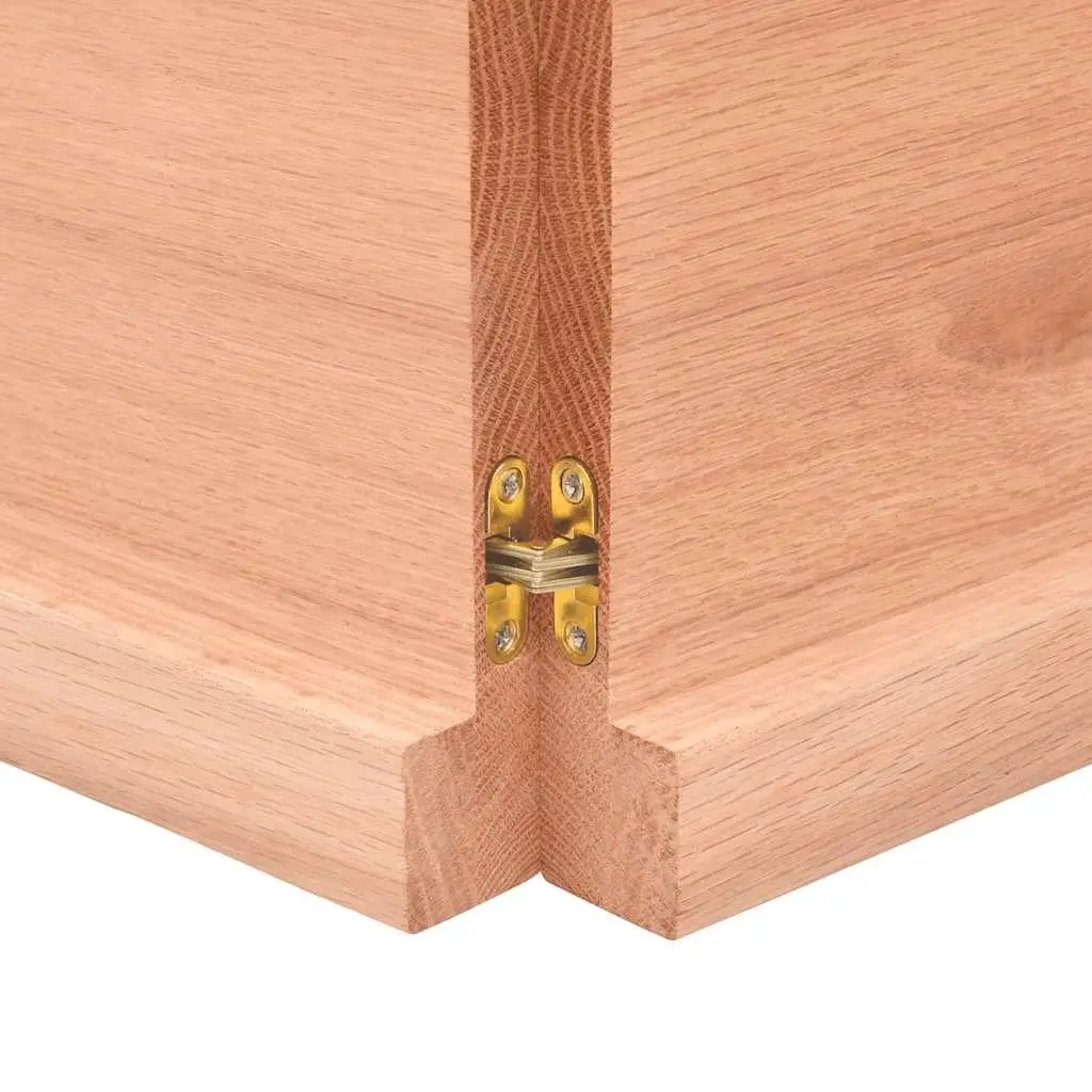 Solid Oak Wood Table Top Light Brown Live Edge Folding 120x50cm Treated Handmade