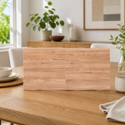 Handcrafted Solid Oak Wooden Tabletop with Live Edge 120x60cm