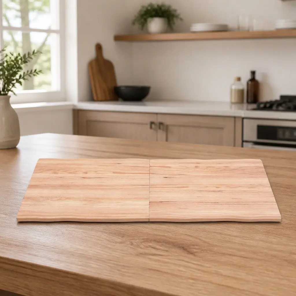 Wooden Table Top Live Edge Brown 140x50cm Solid Oak Folding
