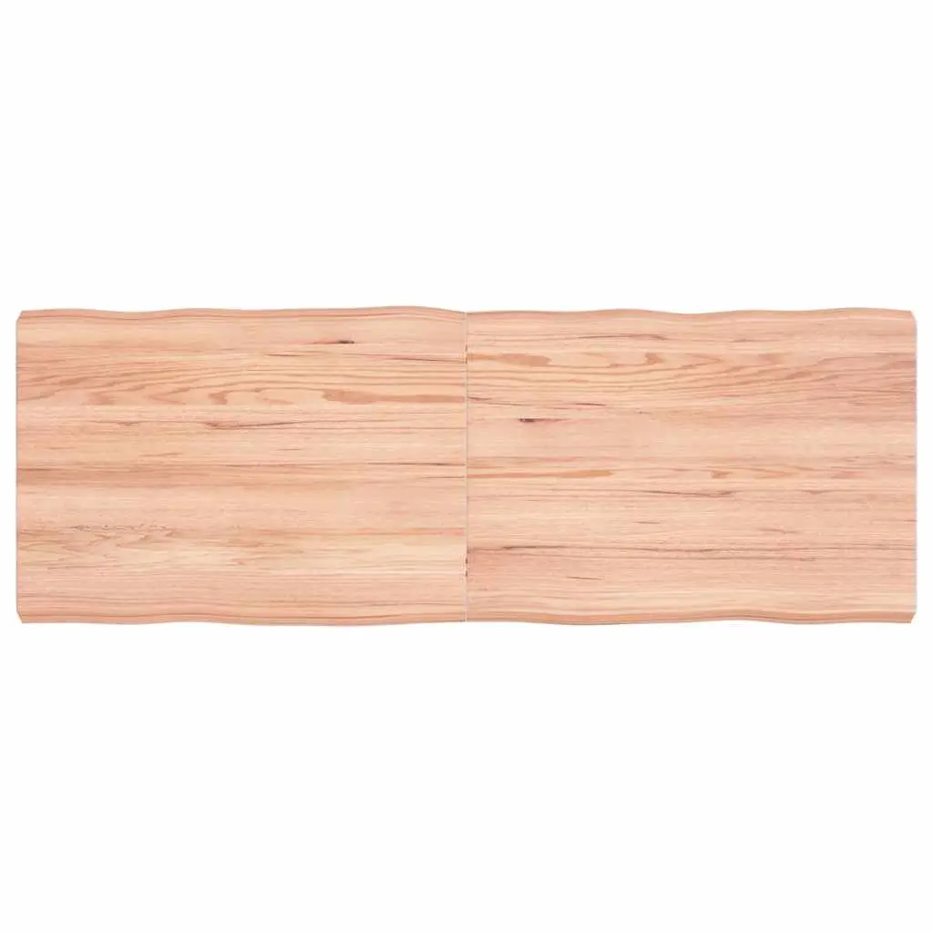 Wooden Table Top Live Edge Light Brown 140x50cm Solid Oak Handcrafted Foldable