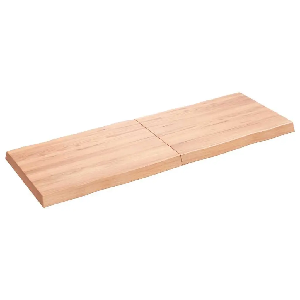 Wooden Table Top Live Edge Light Brown 140x50cm Solid Oak Handcrafted Foldable