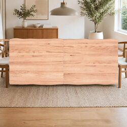 Handcrafted Solid Oak Table Top Light Brown Live Edge 140x60cm