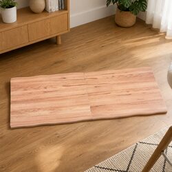 Handcrafted Solid Oak Table Top Light Brown Live Edge 140x60cm