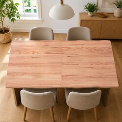 Live Edge Solid Oak Wood Table Top 140x60cm Foldable