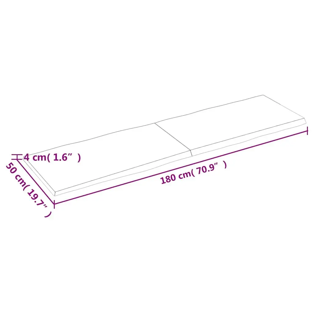 Wooden Table Top 180x50cm Solid Oak Live Edge Foldable Brown Replacement Board