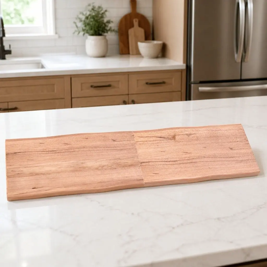 Live Edge Solid Oak Folding Table Top in Brown