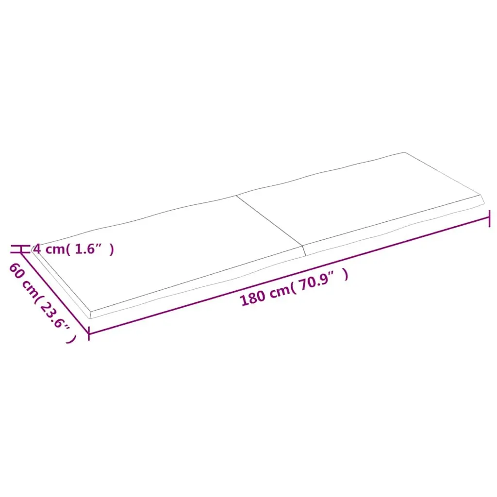Brown Live Edge Solid Oak Folding Replacement Table Top 180x60cm