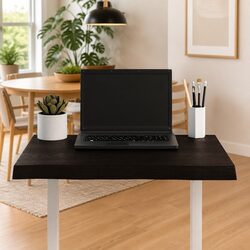 Dark Brown Live Edge Solid Oak Wood Table Top 60x50cm