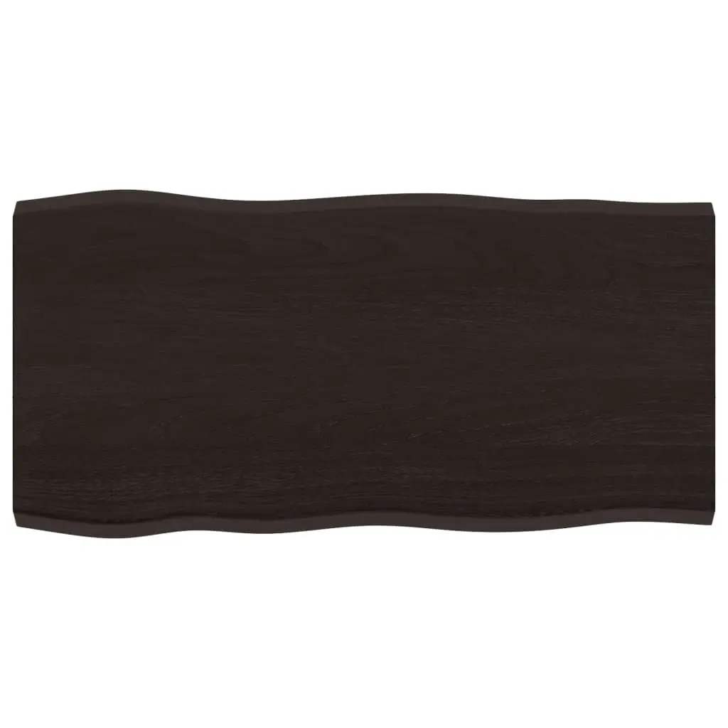 Solid Oak Wood Table Top Live Edge Dark Brown 80x40x2 cm Replacement Board