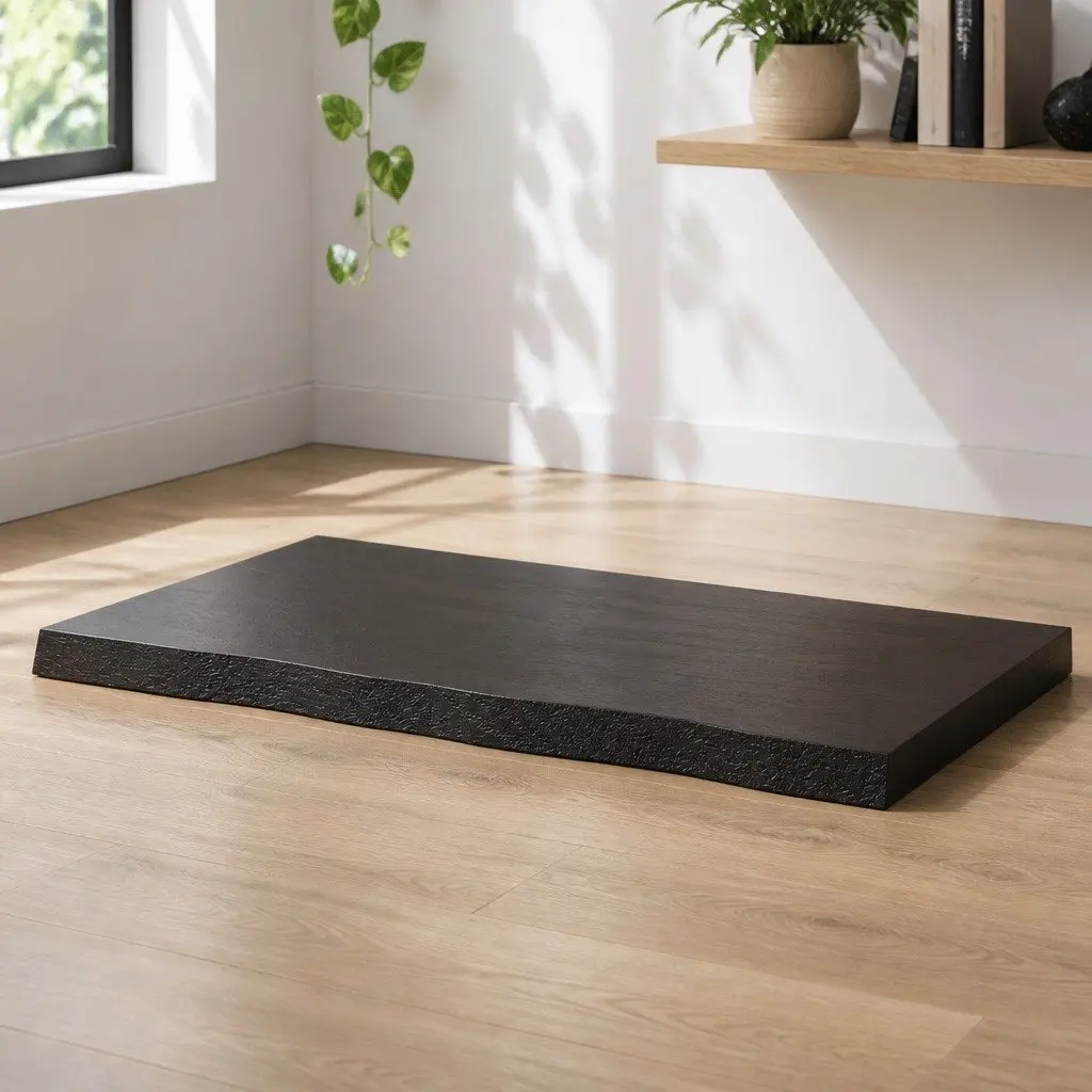 Table Top Live Edge Dark Brown Solid Oak Wood 80x40 cm