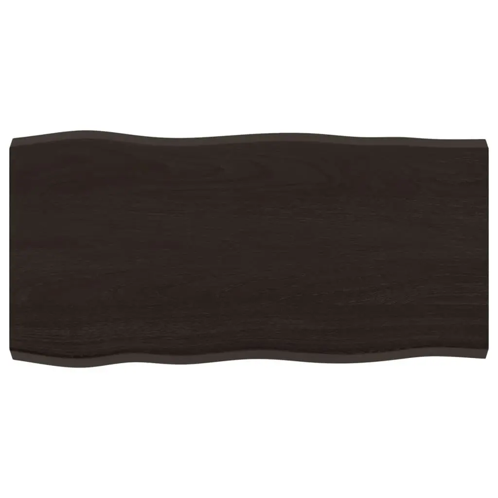 Table Top Live Edge Dark Brown Solid Oak Wood 80x40 cm