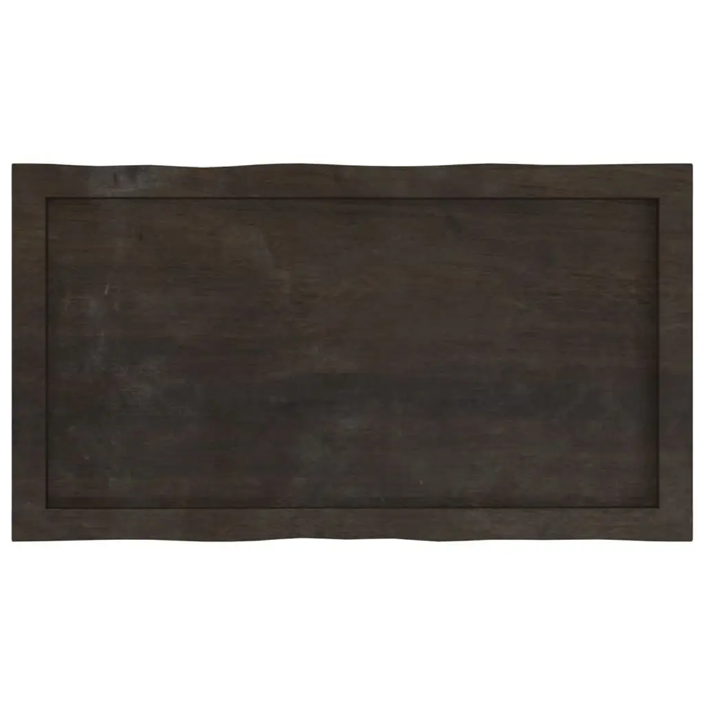 Table Top Live Edge Dark Brown Solid Oak Wood 80x40 cm