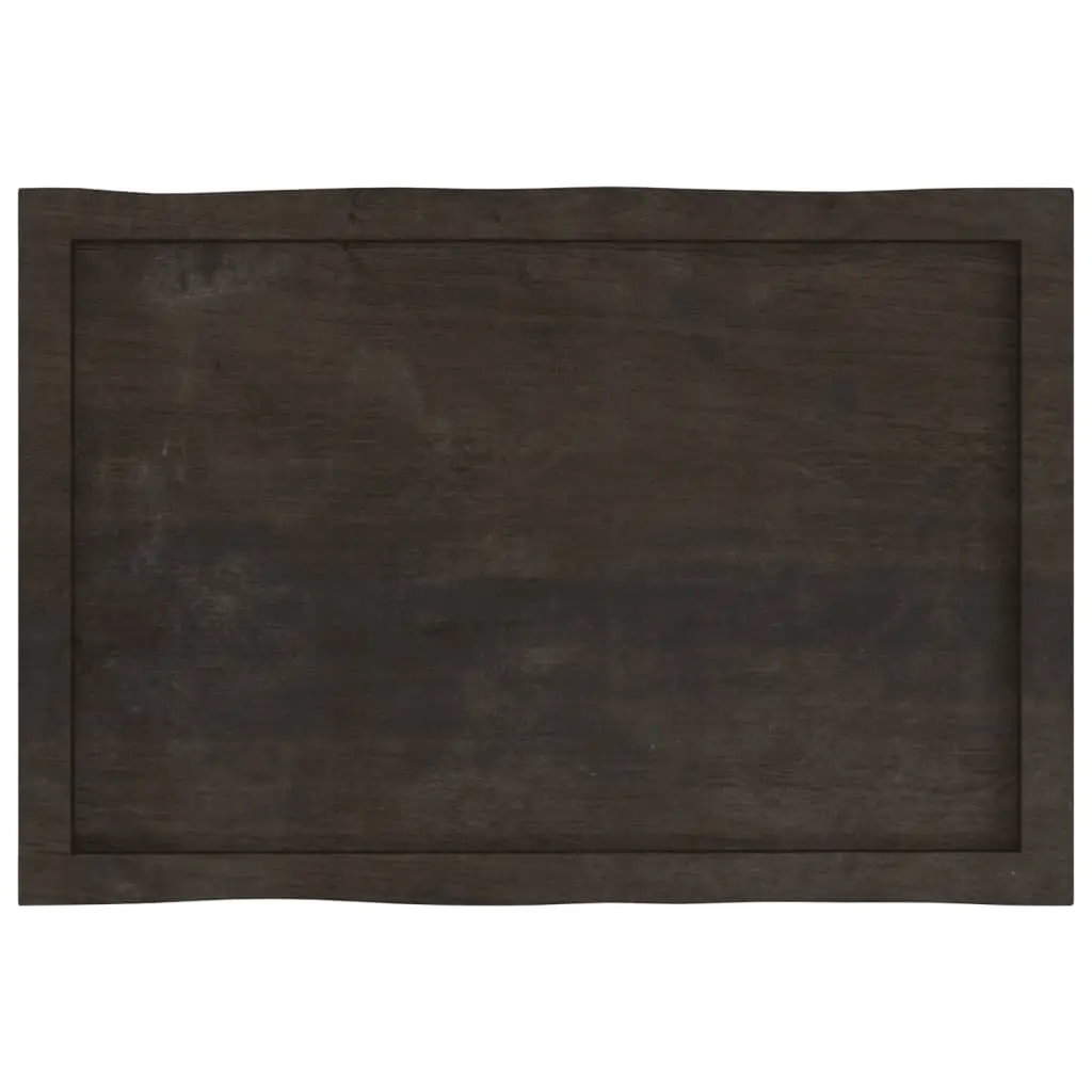 Solid Oak Live Edge Table Top Dark Brown 80x50cm Handcrafted Treated Surface