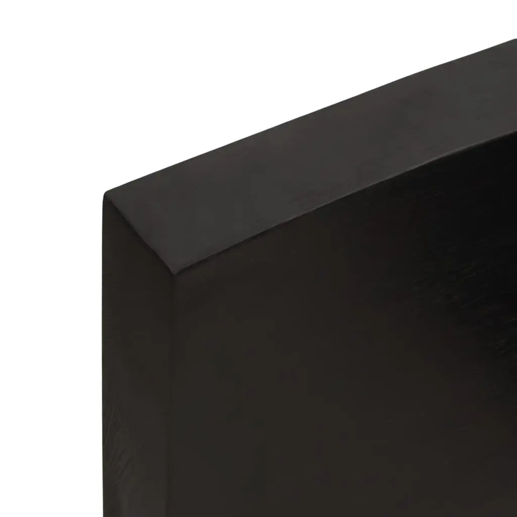 Solid Oak Live Edge Table Top Dark Brown 80x50cm Handcrafted Treated Surface