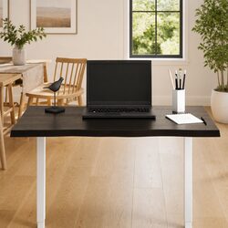Handcrafted Solid Oak Wood Tabletop Dark Brown Live Edge 80x60x2 cm