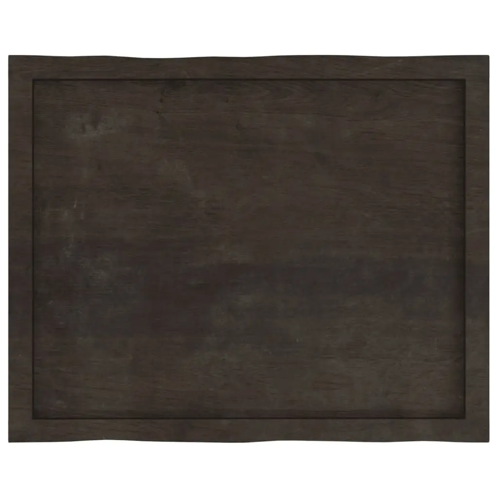 Solid Oak Live Edge Table Top Dark Brown Treated 80x60cm Handcrafted Replacement