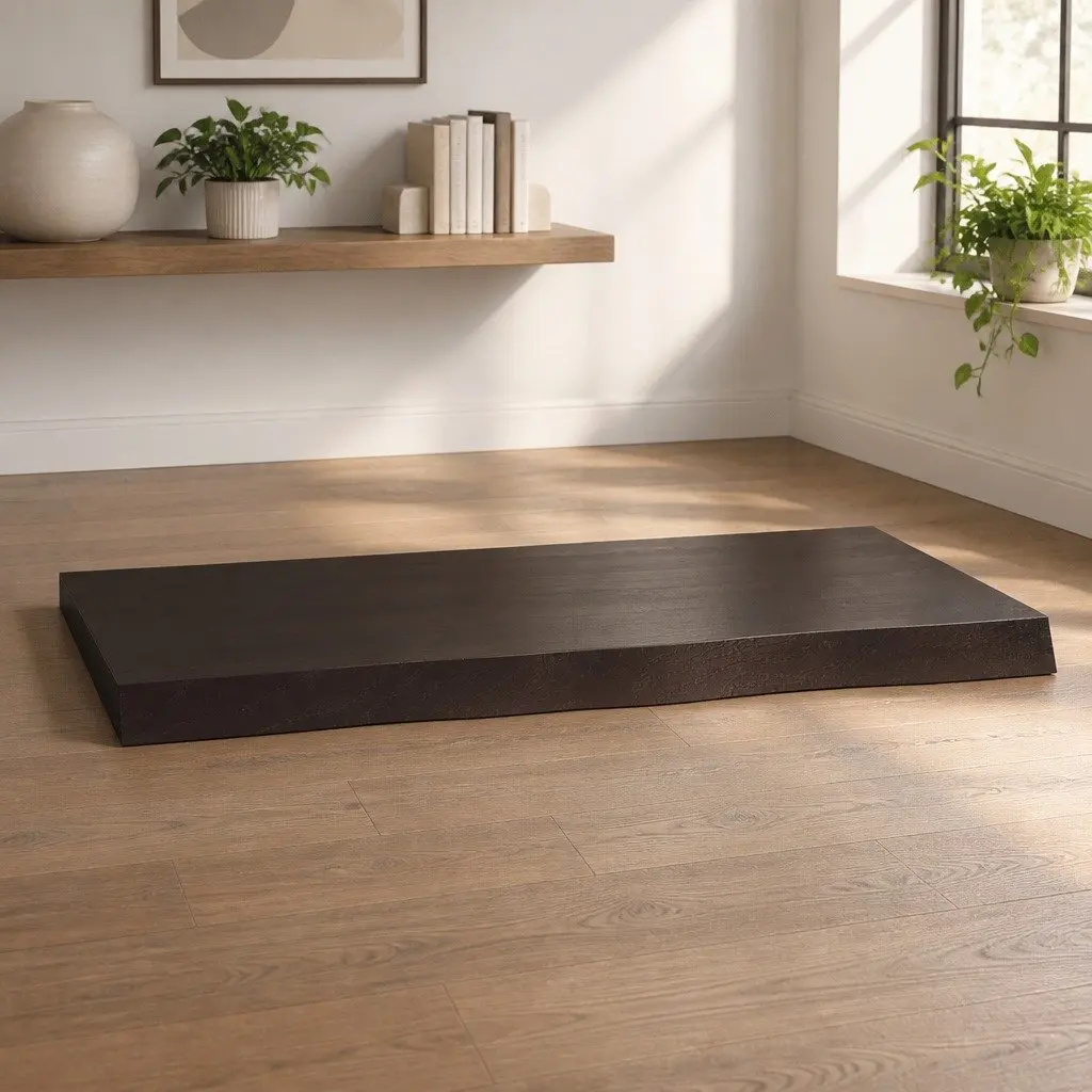 Tabletop Live Edge Dark Brown 80x60cm Solid Oak Wood Handcrafted