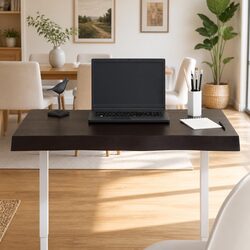 Live Edge Solid Oak Wood Table Top in Dark Brown 80x60cm