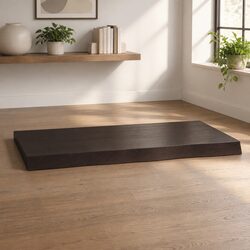 Live Edge Solid Oak Wood Table Top in Dark Brown 80x60cm