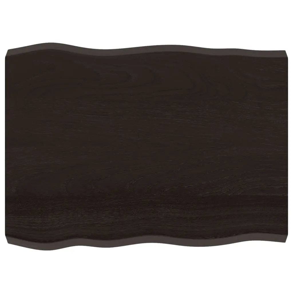 Tabletop Live Edge Dark Brown 80x60cm Solid Oak Wood Handcrafted