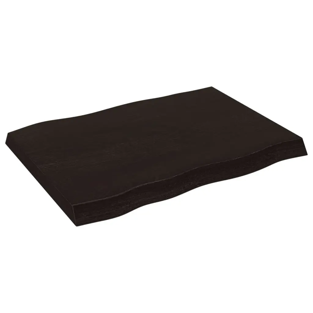Tabletop Live Edge Dark Brown 80x60cm Solid Oak Wood Handcrafted