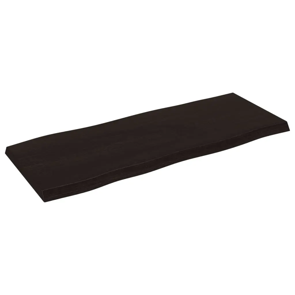 Live Edge Solid Oak Wood Table Top Handcrafted Dark Brown 100x40cm