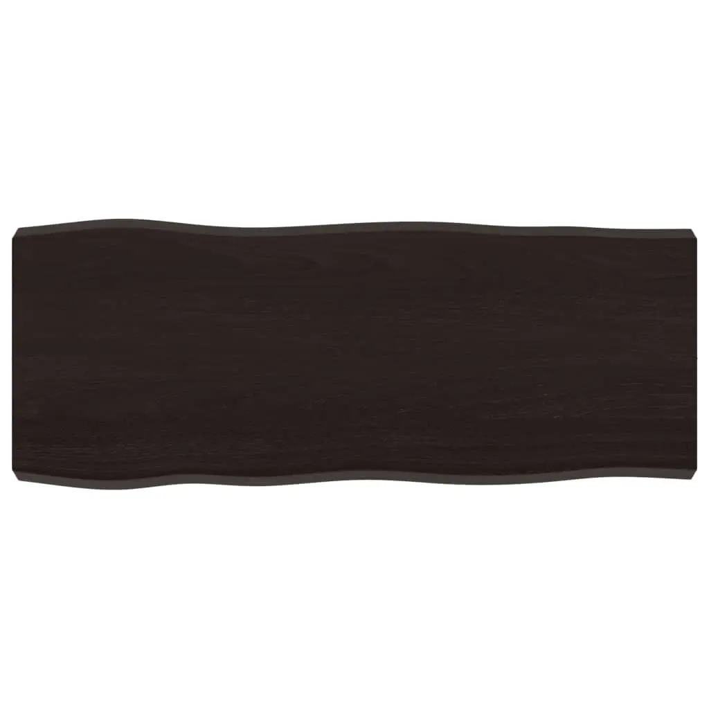 Solid Oak Table Top Dark Brown Live Edge 100x40cm Handcrafted Replacement Board