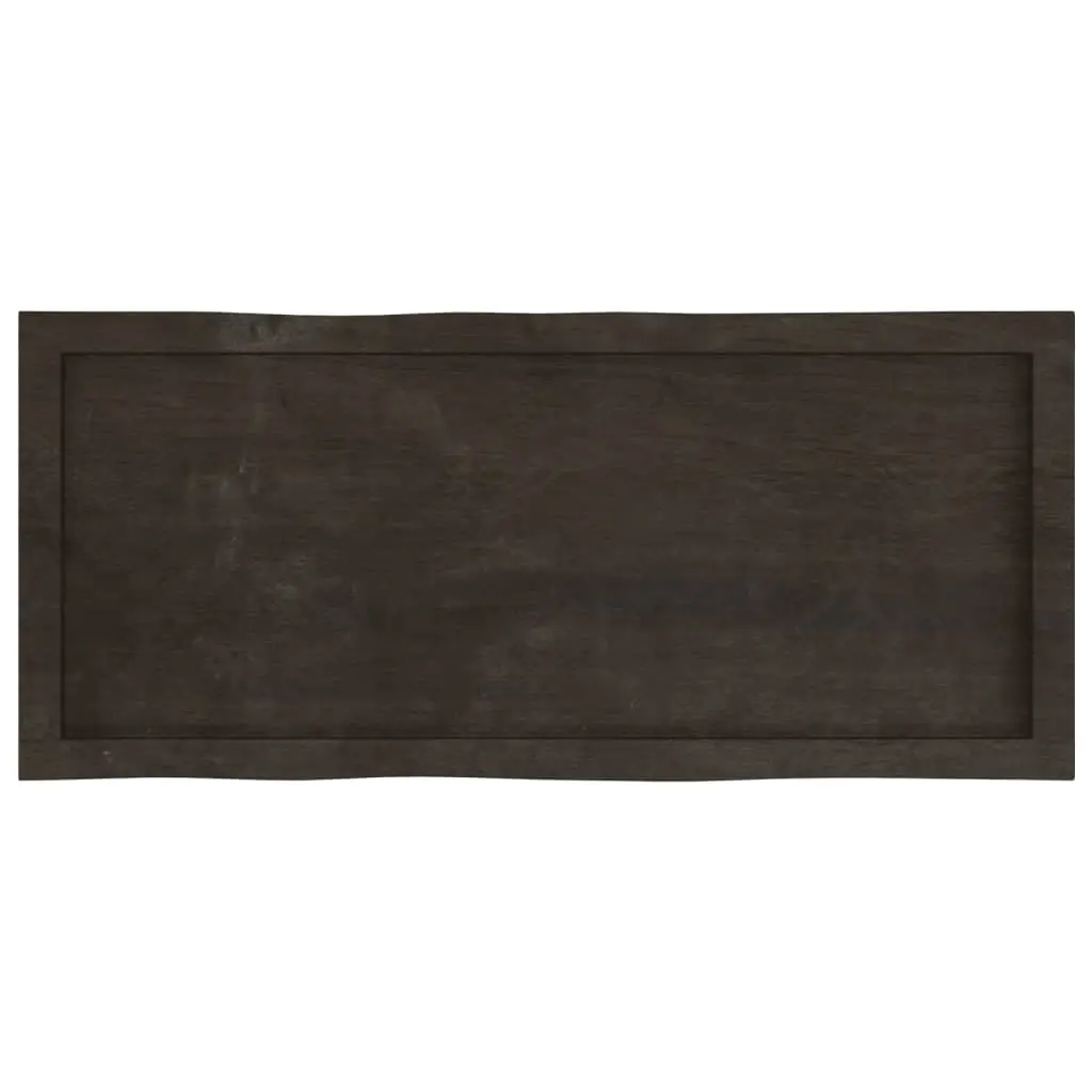 Solid Oak Table Top Dark Brown Live Edge 100x40cm Handcrafted Replacement Board