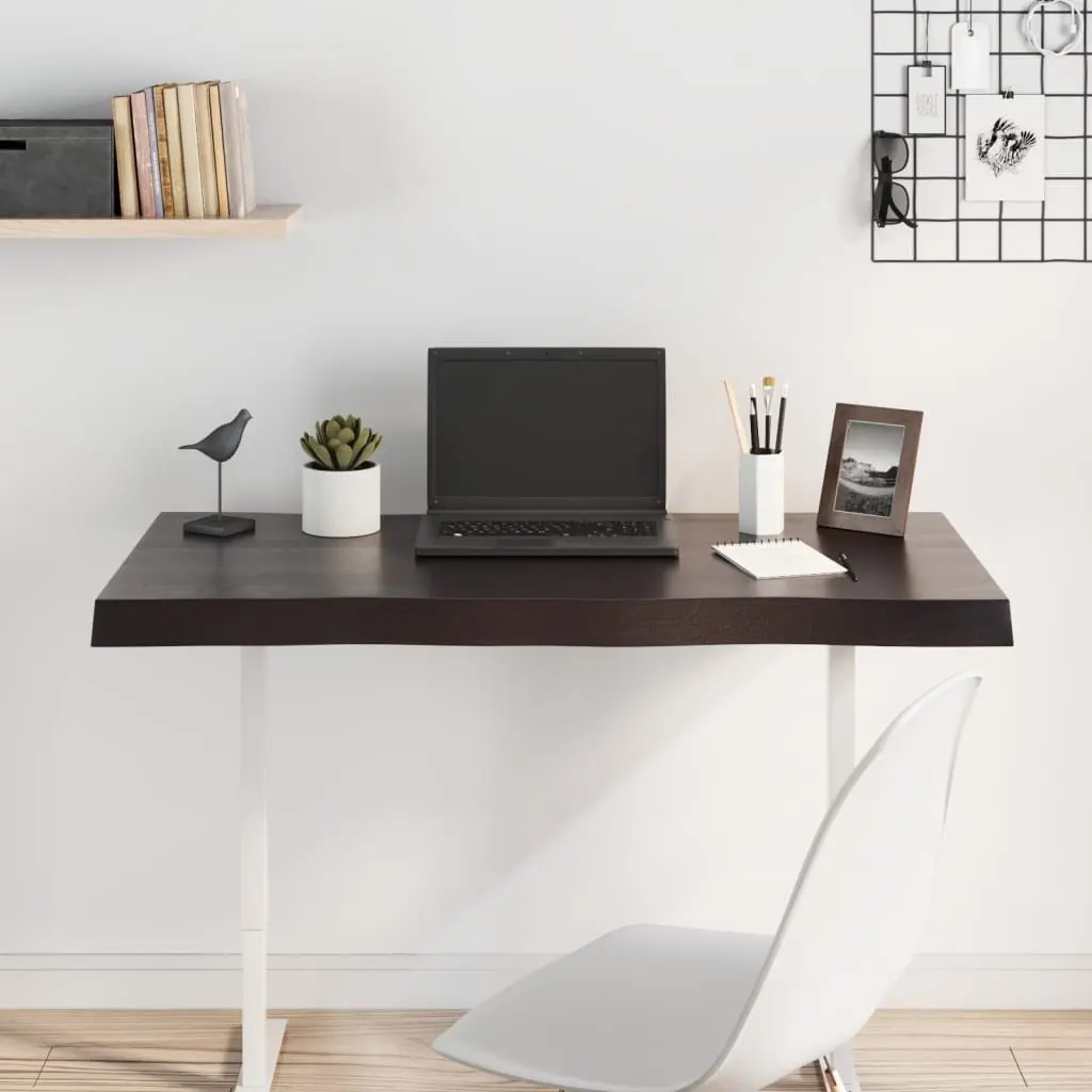 Handcrafted Solid Oak Dark Brown Table Top 100x50cm