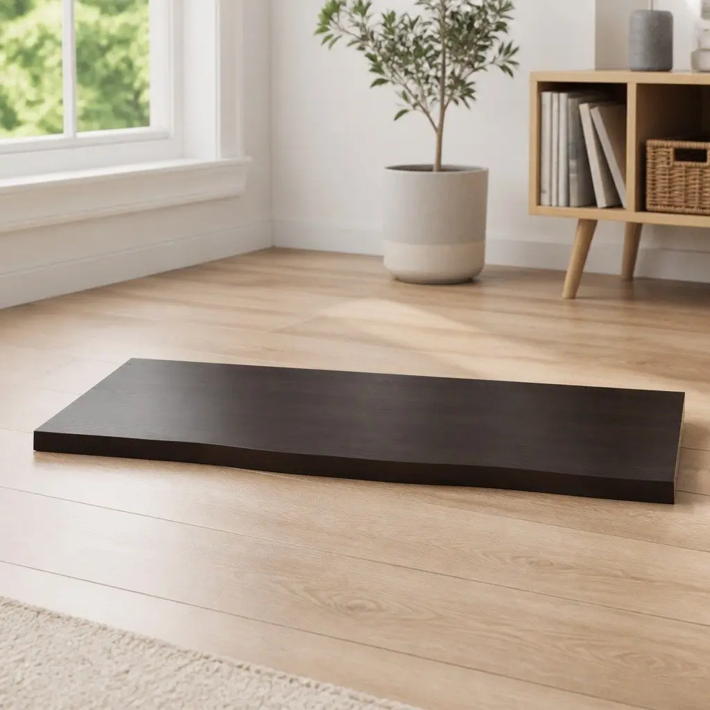 Handcrafted Dark Brown Solid Oak Wood Live Edge Table Top 100x60x2 cm
