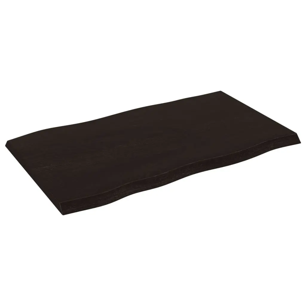 Live Edge Solid Oak Wood Tabletop Dark Brown 100x60cm Handcrafted Treated