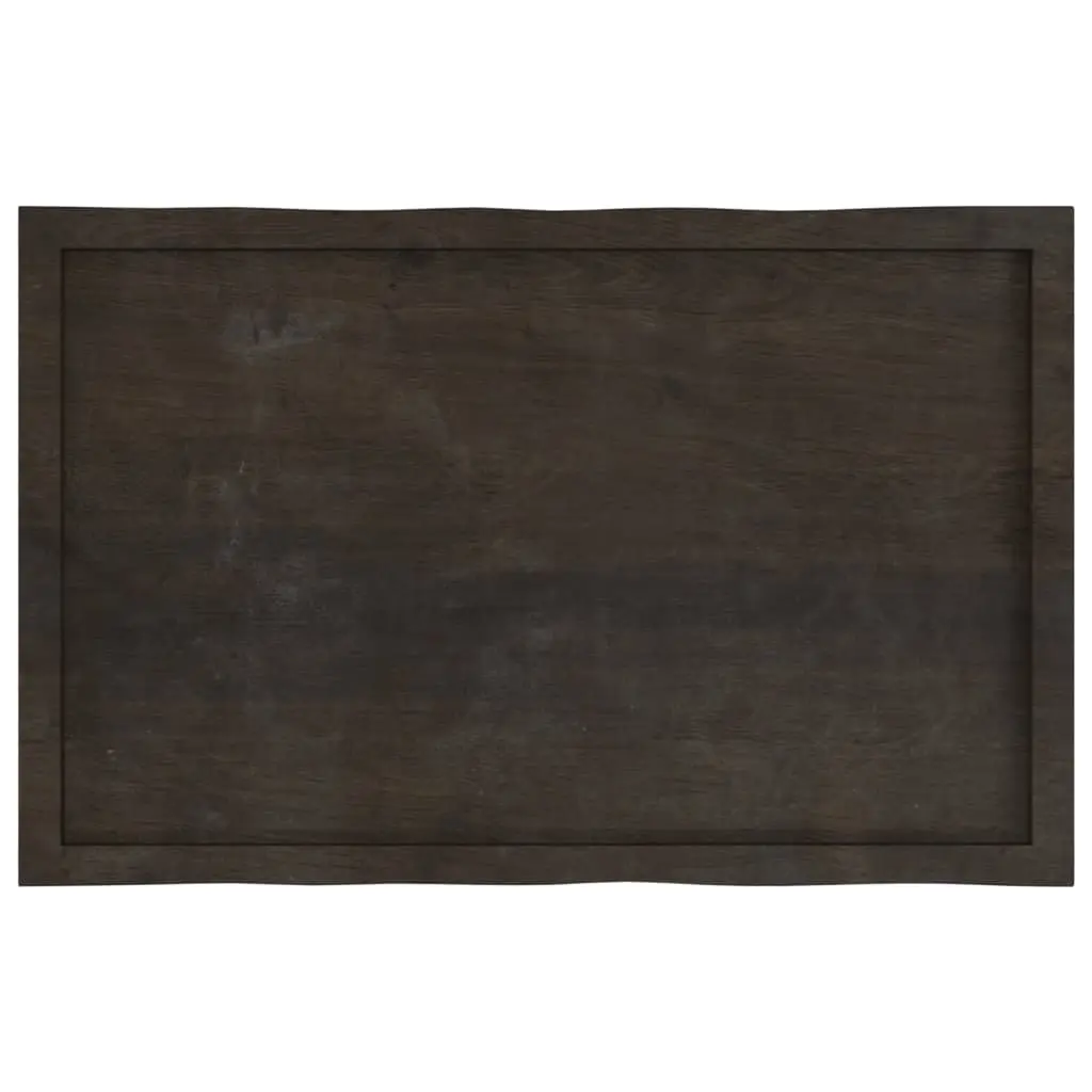Live Edge Solid Oak Wood Tabletop Dark Brown 100x60cm Handcrafted Treated