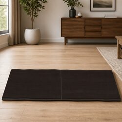 Handcrafted Solid Oak Wood Table Top Dark Brown 120x40cm