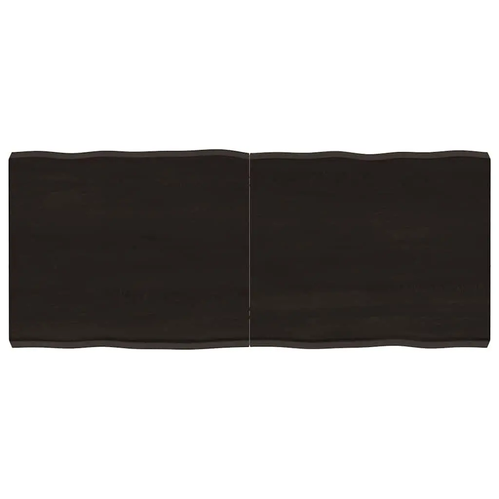 Wooden Table Top Treated Dark Brown 120x50cm Solid Oak Live Edge Foldable