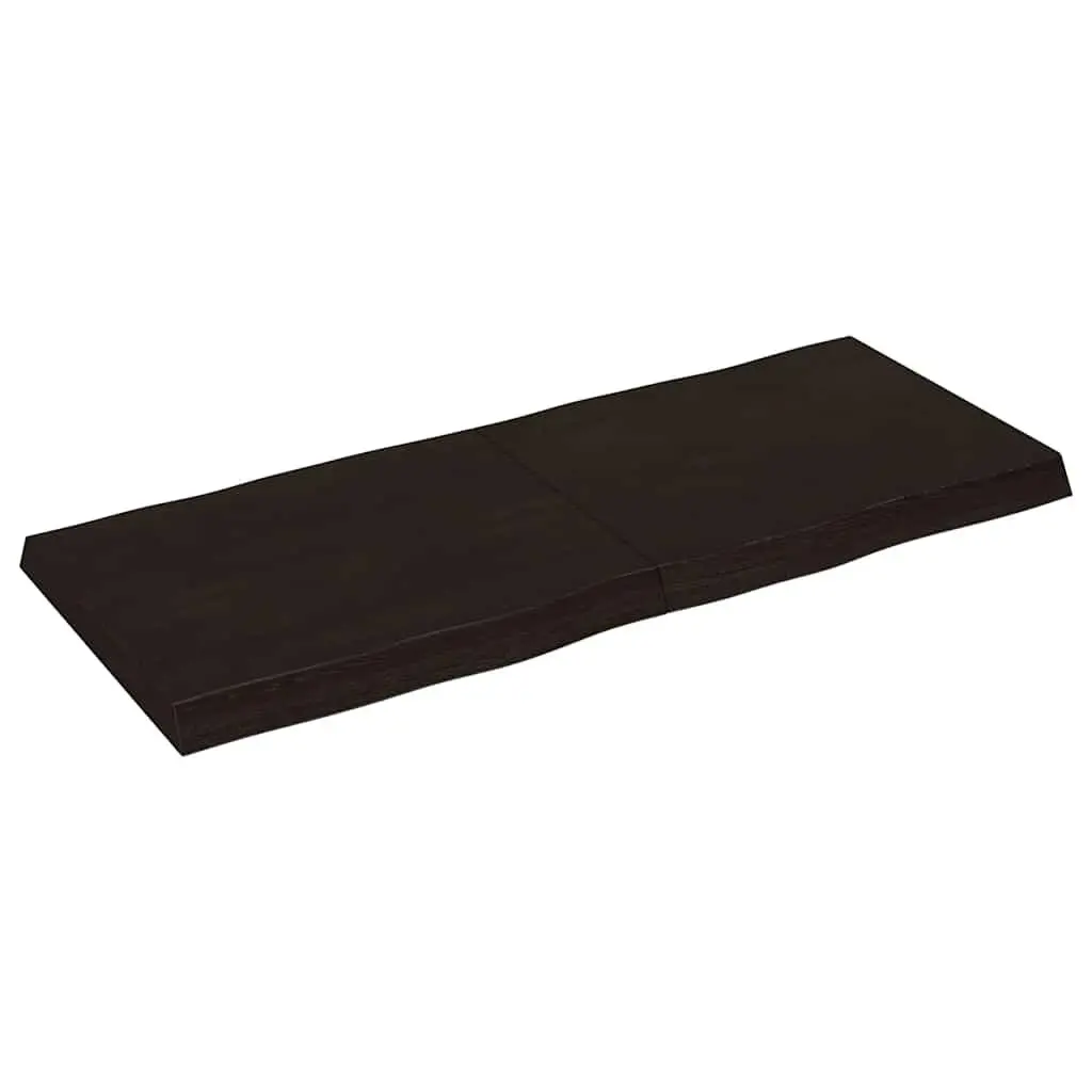 Wooden Table Top Treated Dark Brown 120x50cm Solid Oak Live Edge Foldable