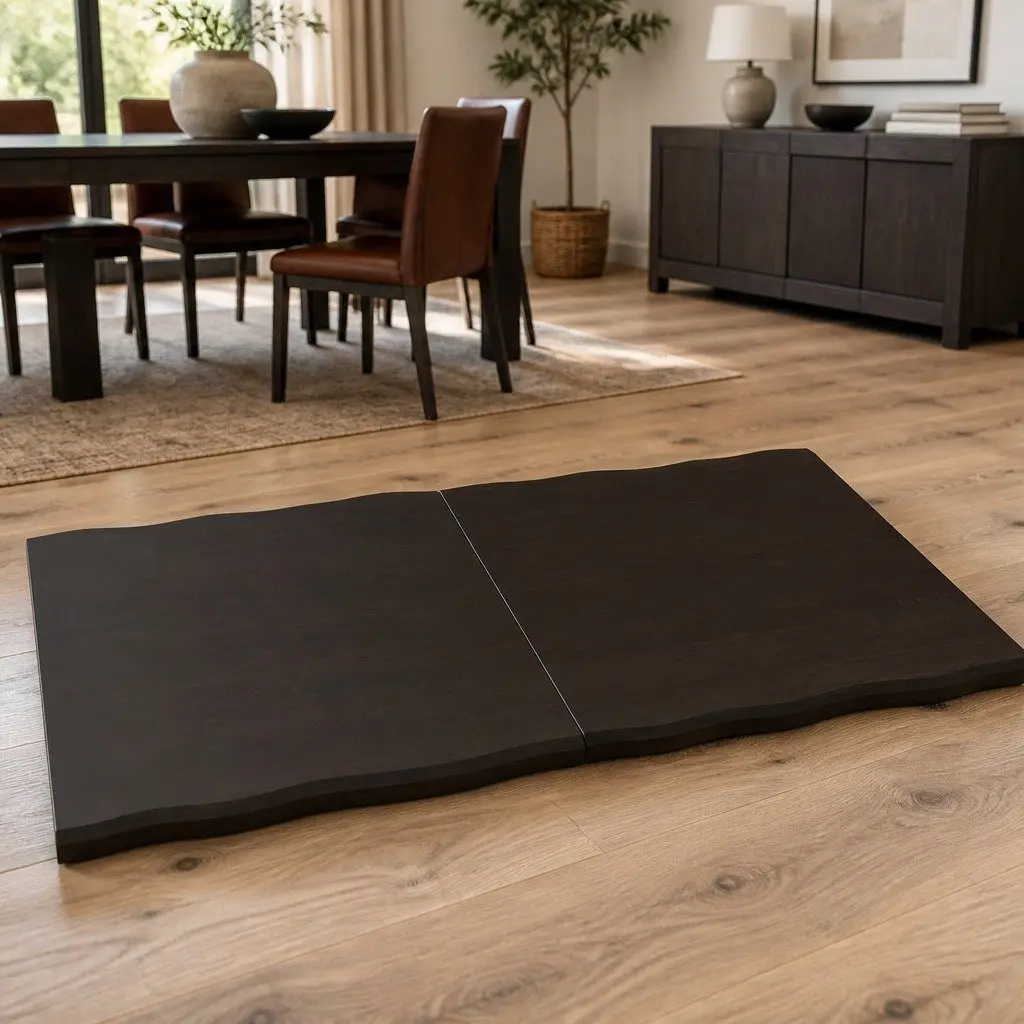 Wooden Table Top Dark Brown 120x60cm Solid Oak Live Edge Treated Folding