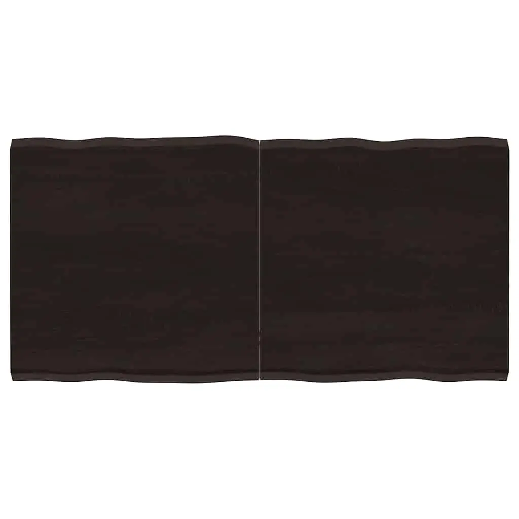 Wooden Table Top Dark Brown 120x60cm Solid Oak Live Edge Treated Folding