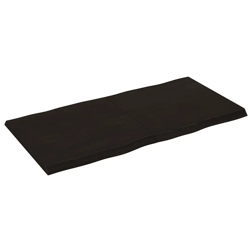 Wooden Table Top Dark Brown 120x60cm Solid Oak Live Edge Treated Folding